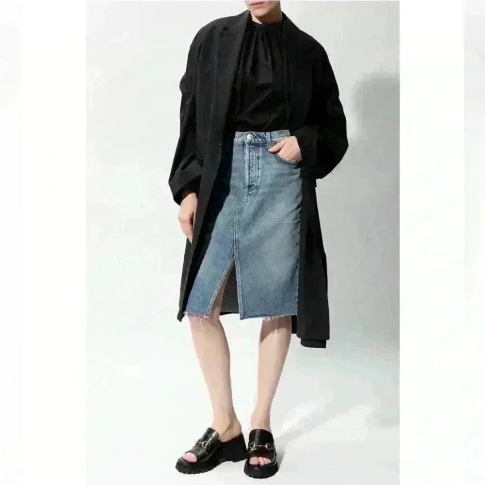 Rag & Bone BLUE Denim skirt with slit SZ 29 Org. $219 Farrow